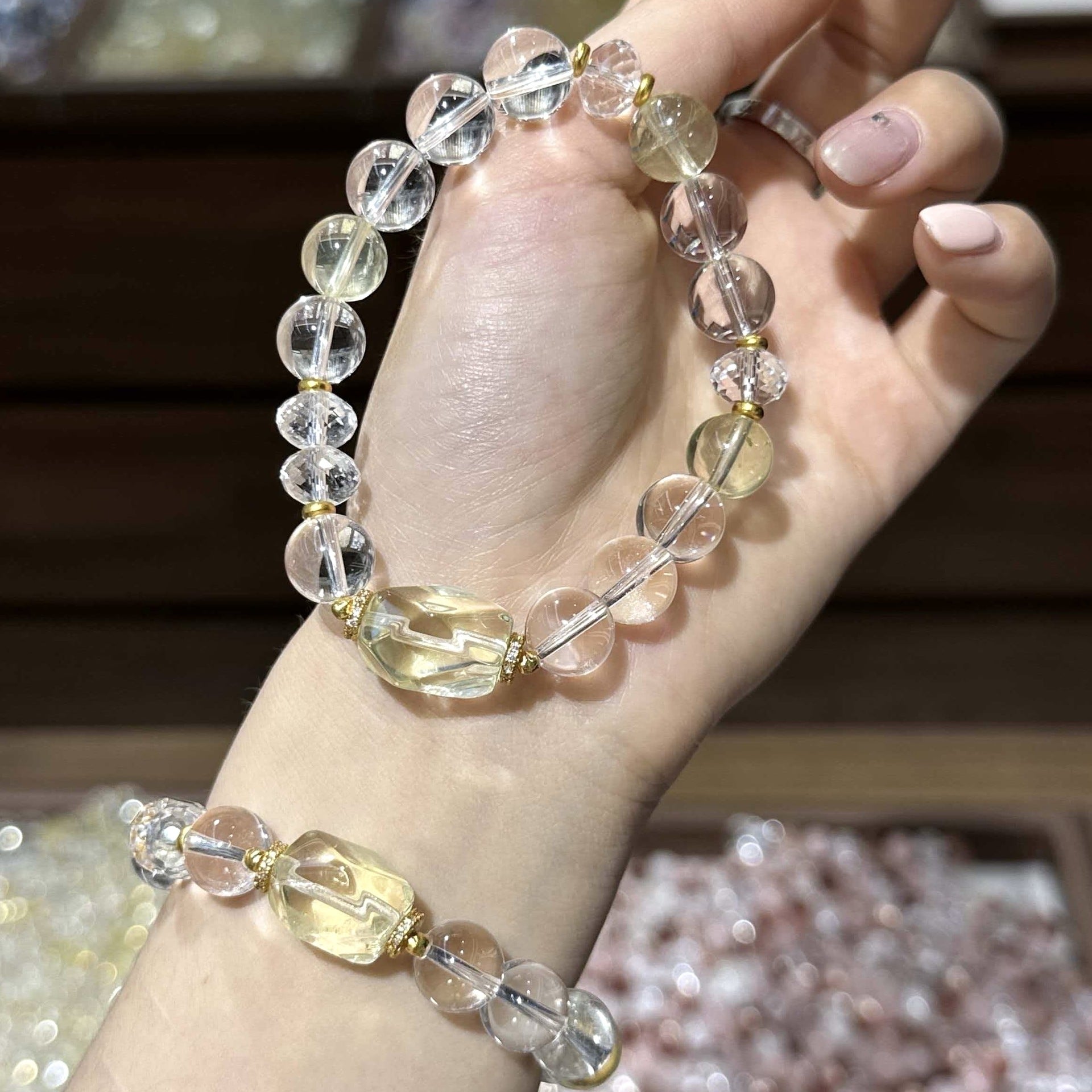 Handmade Crystal Bracelet For Women In Natural Pink, Perfect For Festival Occasions