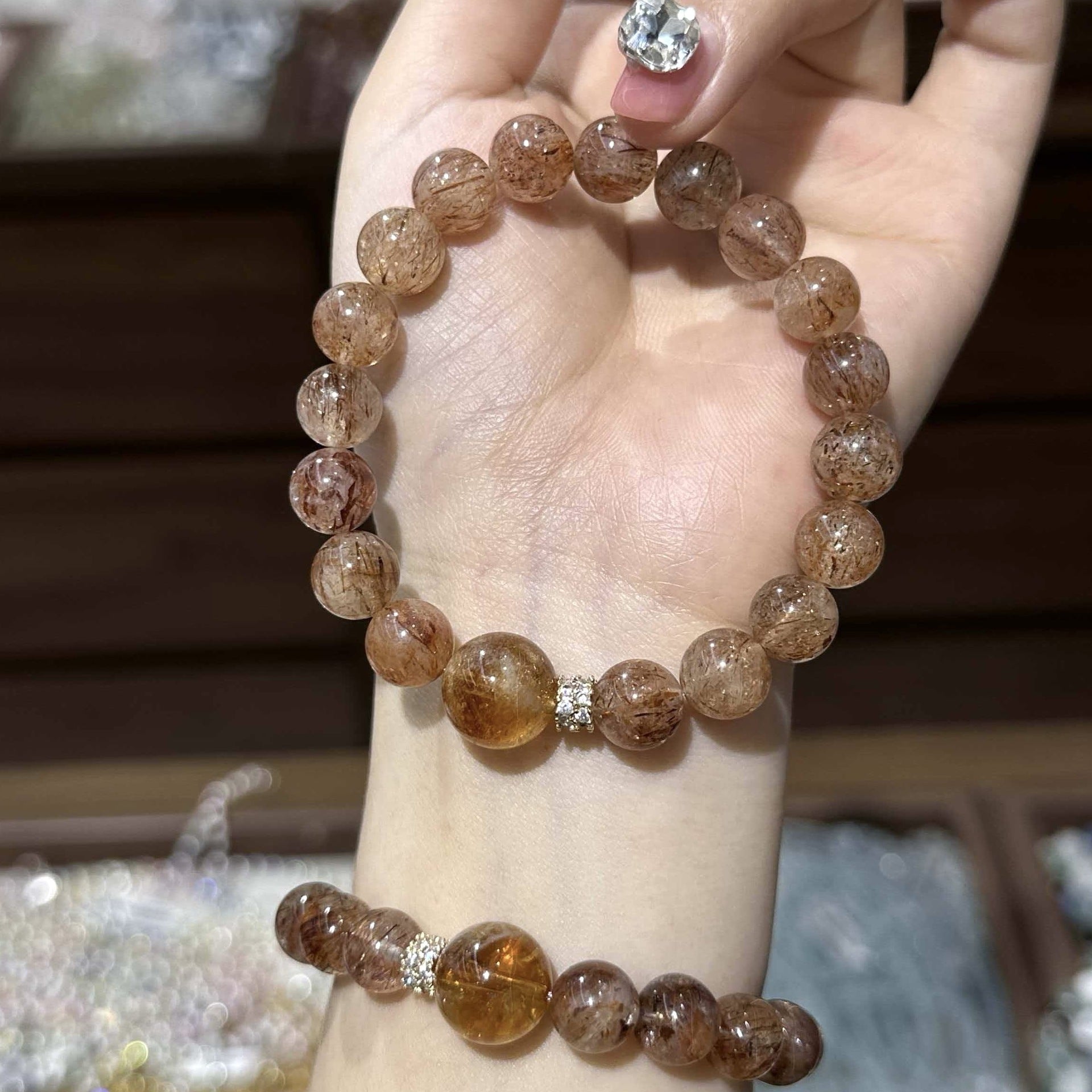 Handmade Crystal Bracelet For Women In Natural Pink, Perfect For Festival Occasions