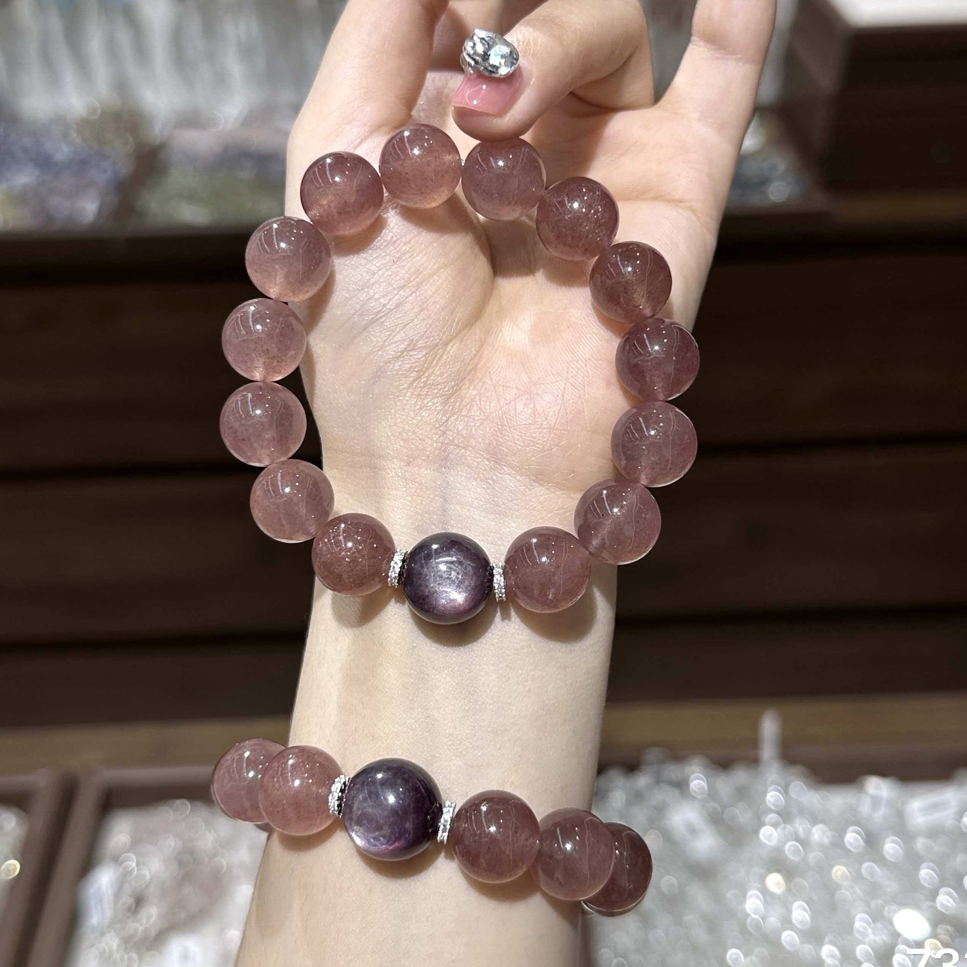 Handmade Crystal Bracelet For Women In Natural Pink, Perfect For Festival Occasions