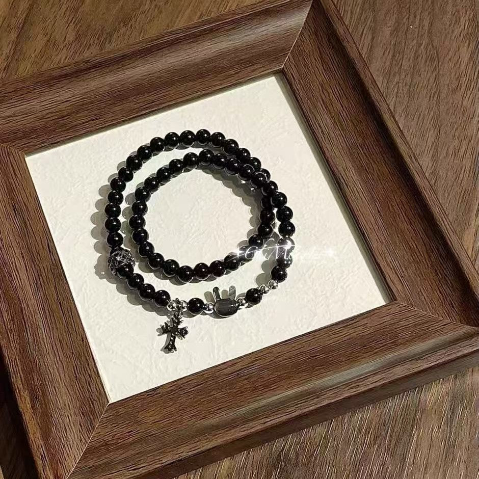 Simple Style Couple Ball Bracelets With Shell Material And Cat's Eye Stone Inlay Featuring Beading Craft
