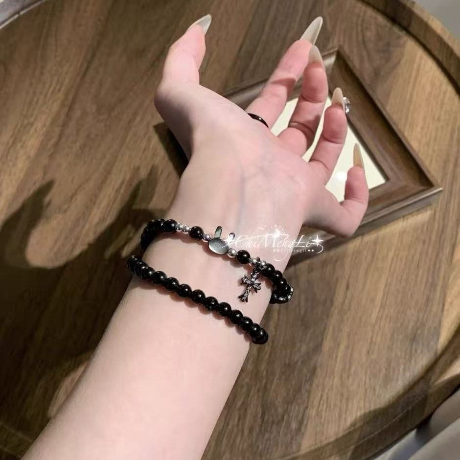 Simple Style Couple Ball Bracelets With Shell Material And Cat's Eye Stone Inlay Featuring Beading Craft