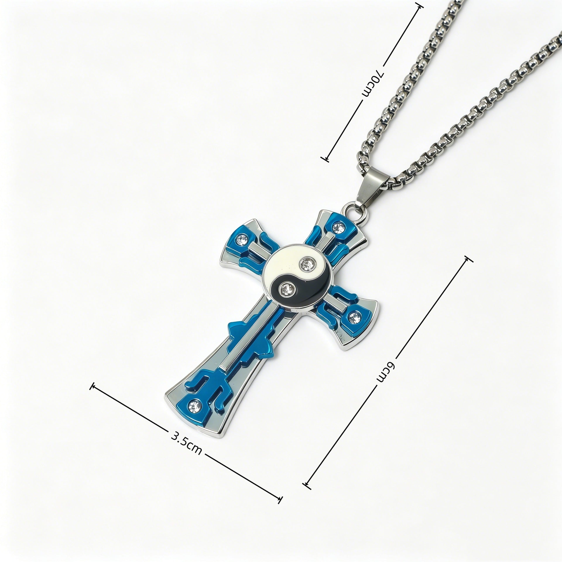 Hip-Hop Multicolor Cross Long Necklace For Unisex Featuring Electroplated Zinc Alloy Pendant