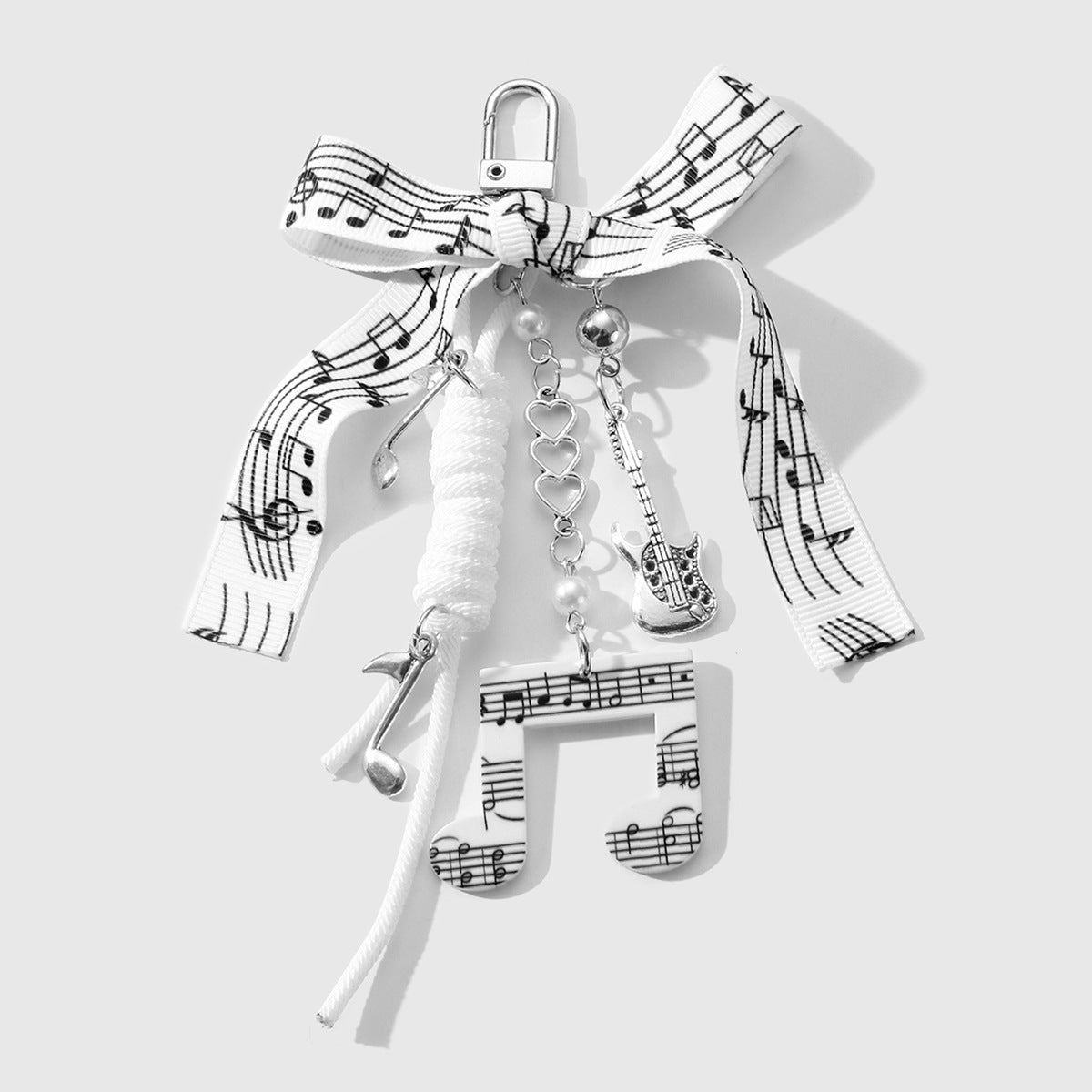 Fuzzy Ball Key Chain In White Featuring Durable Alloy Material