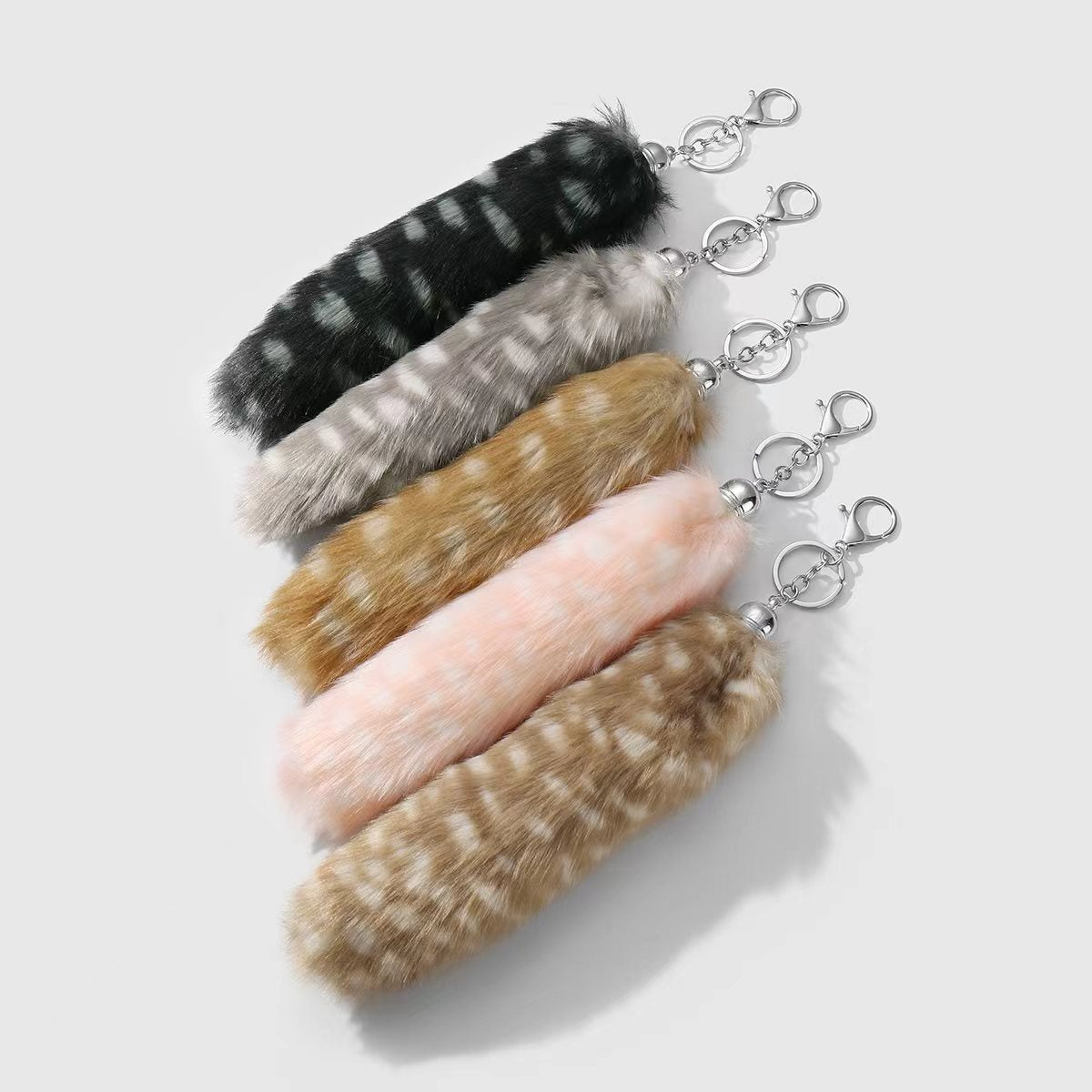 Leopard Print Key Chain In Multicolor Featuring Durable Polyester Material