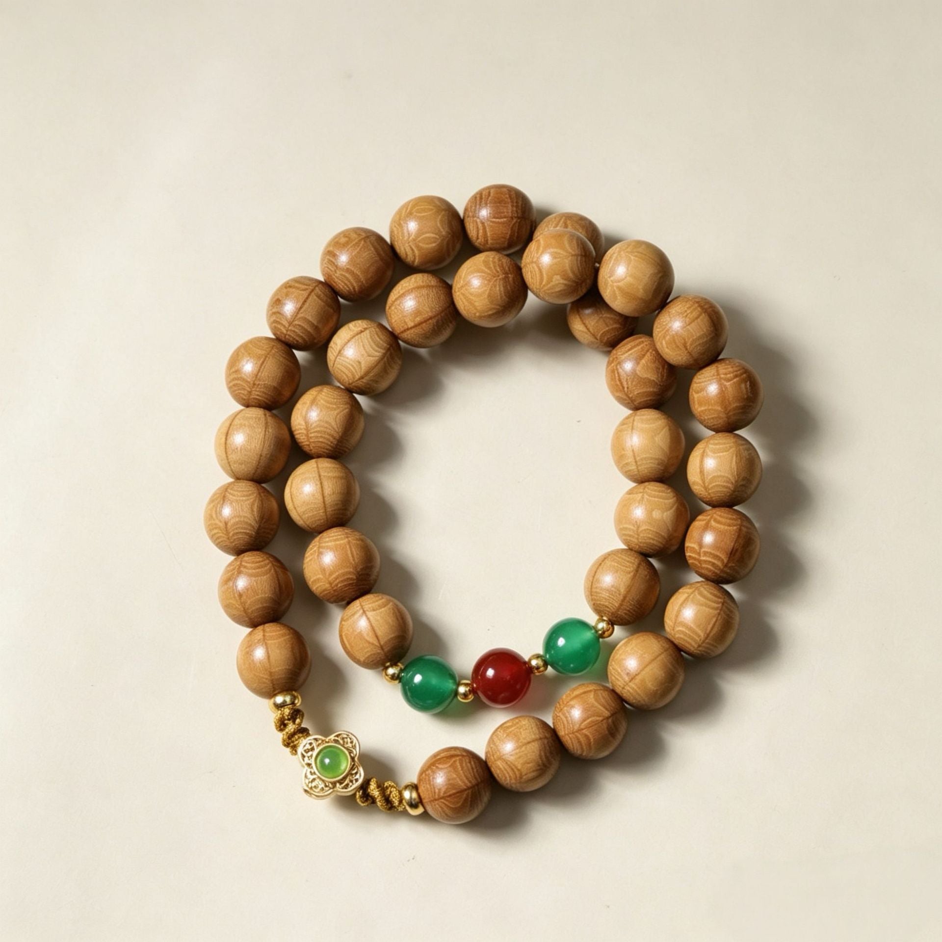 Ethnic Style Wooden Rosary With Flowers Featuring Beading Craftsmanship, Unisex Festival Hand String Accessory