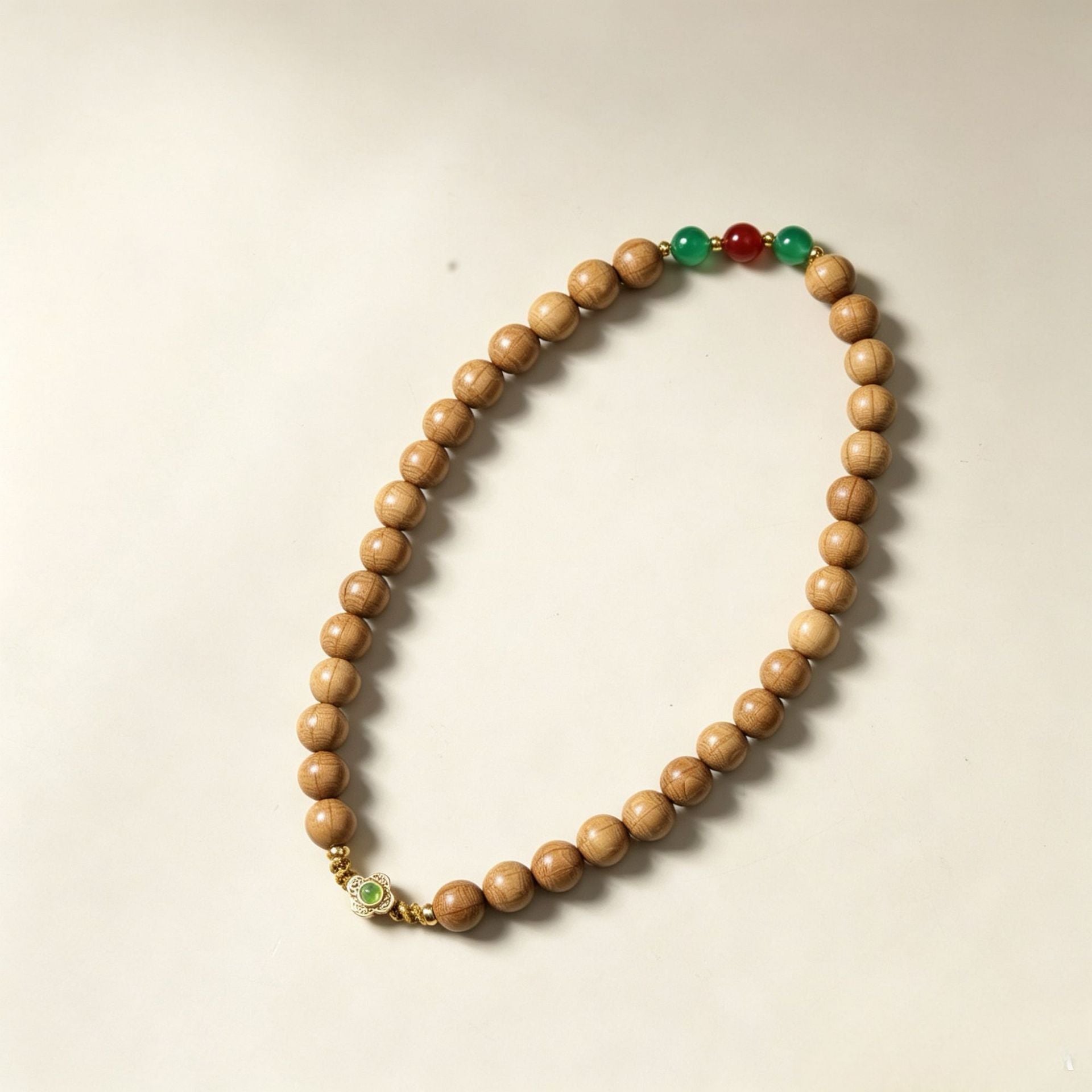 Ethnic Style Wooden Rosary With Flowers Featuring Beading Craftsmanship, Unisex Festival Hand String Accessory