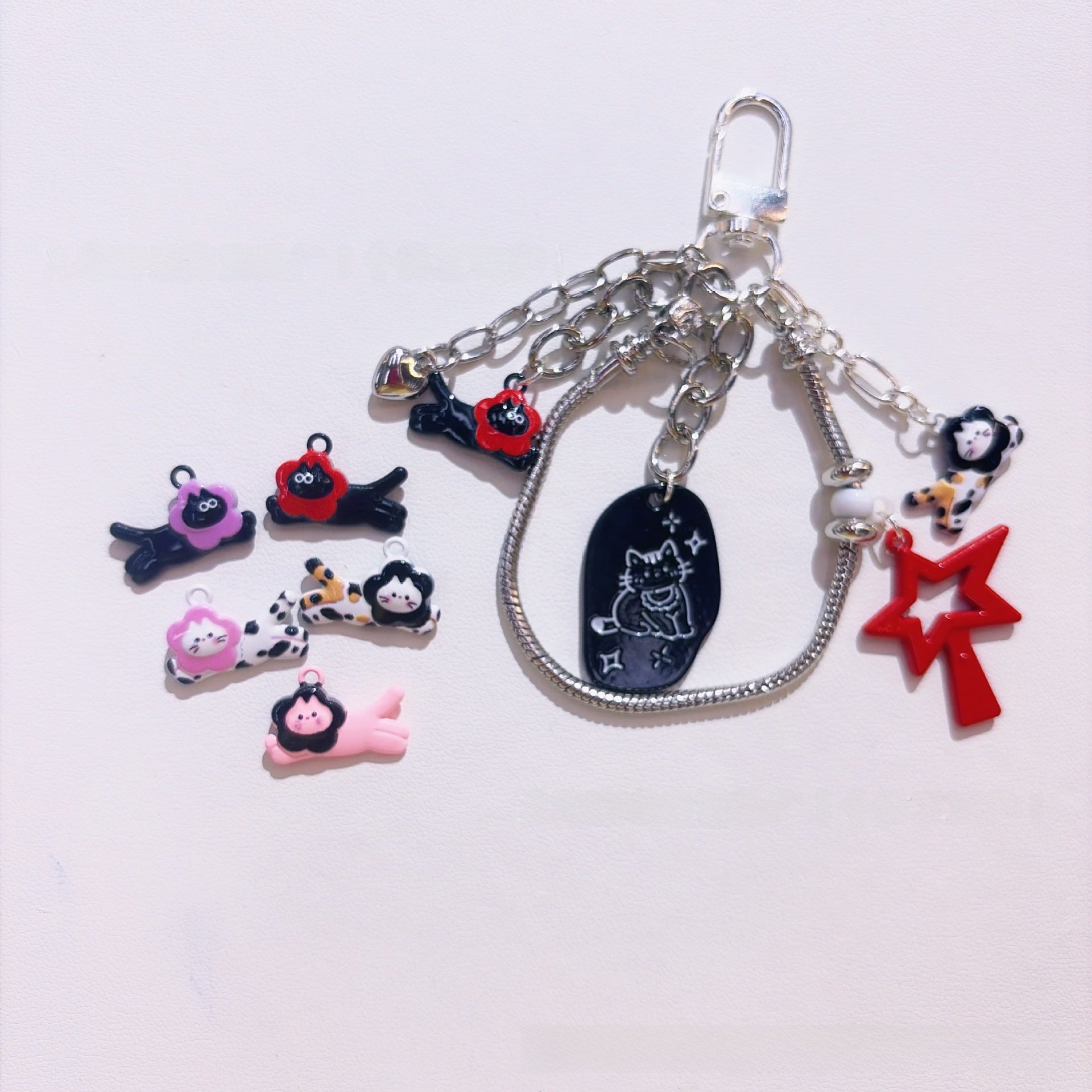 Cat Alloy Pendant With Stoving Varnish Featuring Multicolor Cartoon Style Design Jewelry Accessories