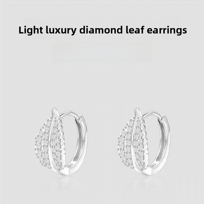 Leaves Earrings For Women In S999 Silver Featuring Labradorite Inlay With Elegant Silver Finish