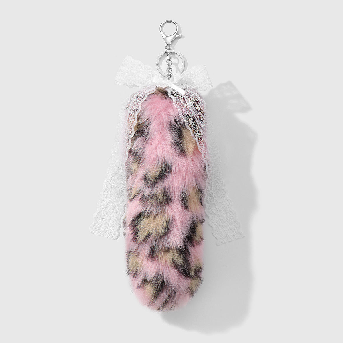 Leopard Print Key Chain In Multicolor Featuring Durable Polyester Material