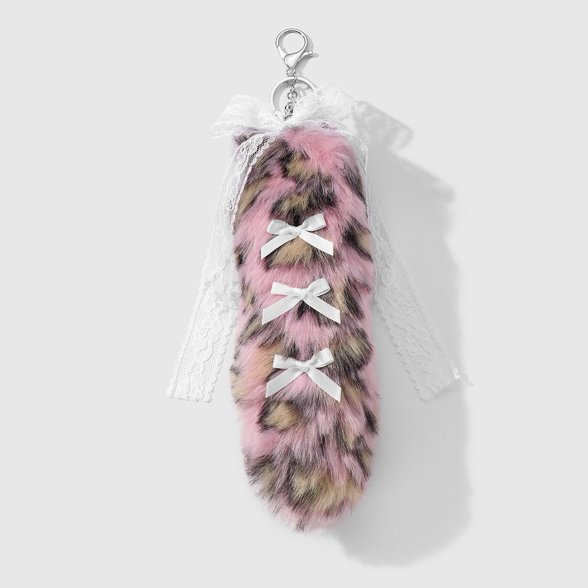 Leopard Print Key Chain In Multicolor Featuring Durable Polyester Material