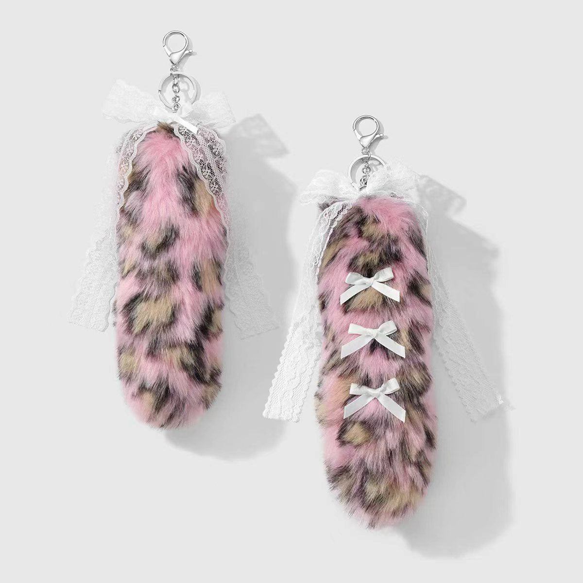 Leopard Print Key Chain In Multicolor Featuring Durable Polyester Material