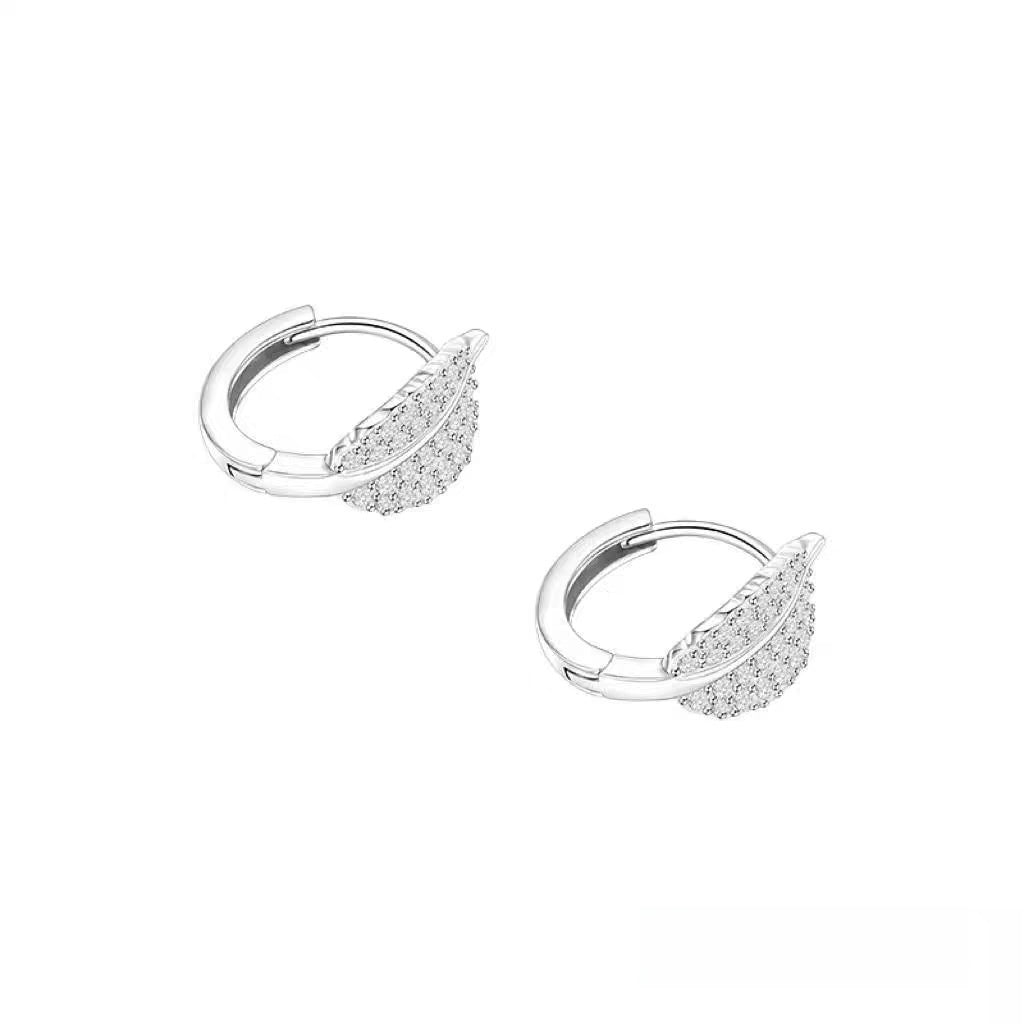 Leaves Earrings For Women In S999 Silver Featuring Labradorite Inlay With Elegant Silver Finish