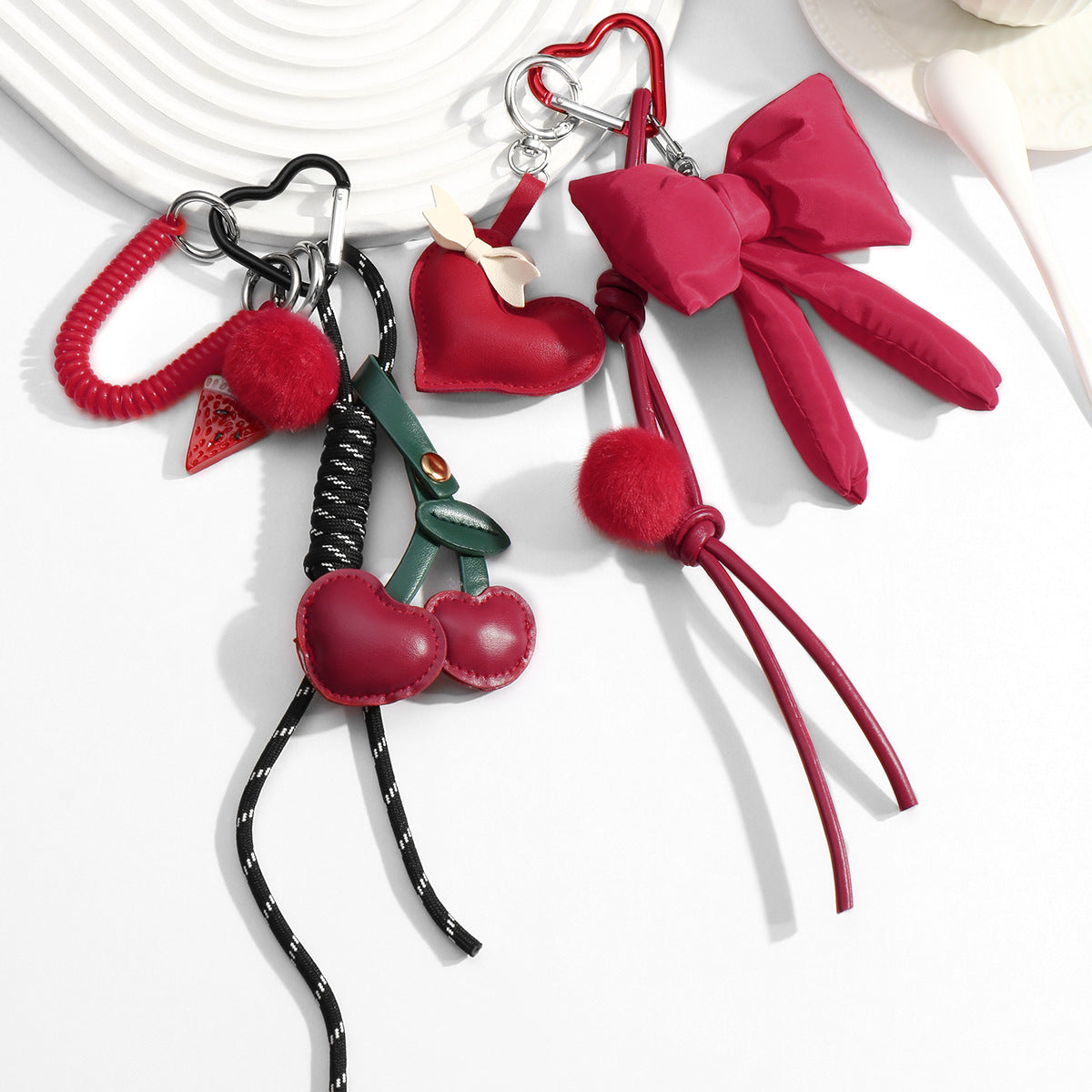 Heart Shape Key Chain In Red Featuring Durable Alloy Material