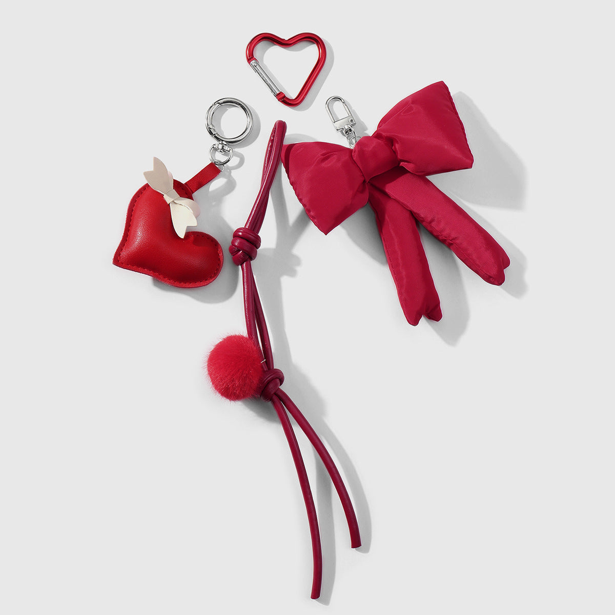 Heart Shape Key Chain In Red Featuring Durable Alloy Material