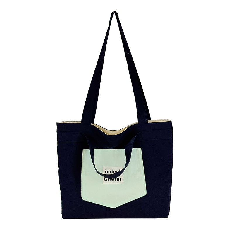 Color Block Square Canvas Tote Bag For Women With Top Handle, Perfect For  Spring And Summer