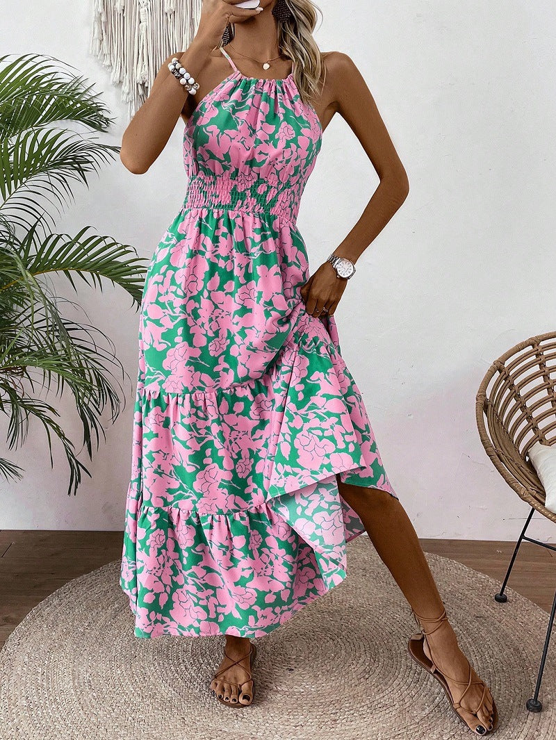 Elegant Sleeveless Strap Dress With Halter Neck In 4-Way Stretch Fabric, Perfect For Travel