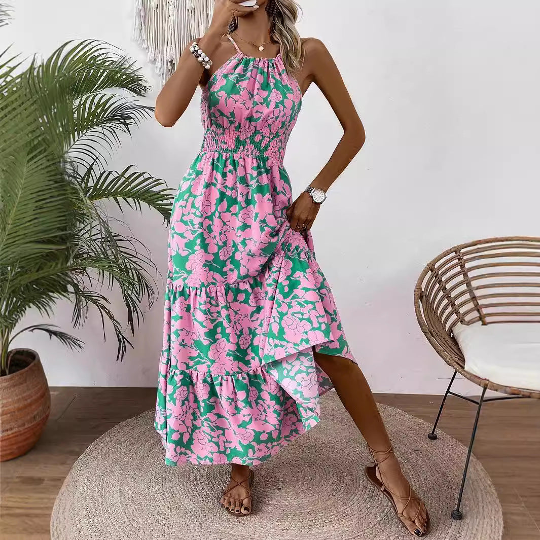 Elegant Sleeveless Strap Dress With Halter Neck In 4-Way Stretch Fabric, Perfect For Travel
