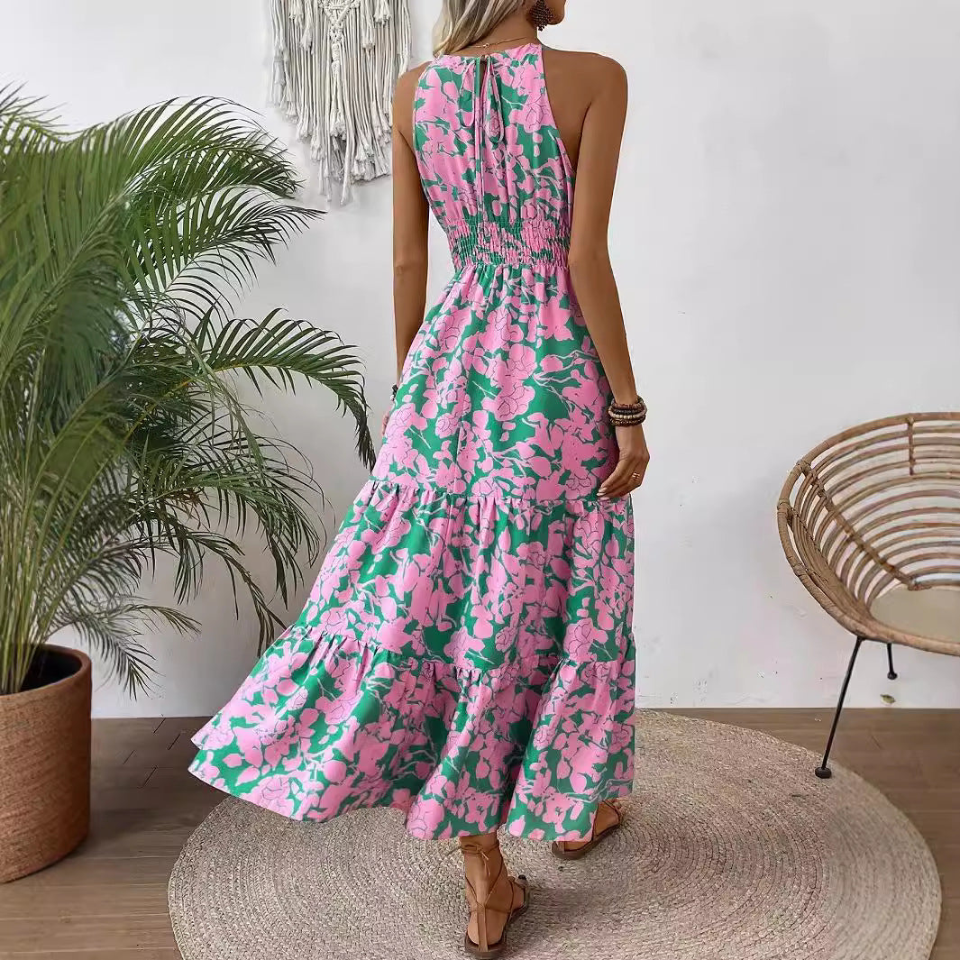 Elegant Sleeveless Strap Dress With Halter Neck In 4-Way Stretch Fabric, Perfect For Travel