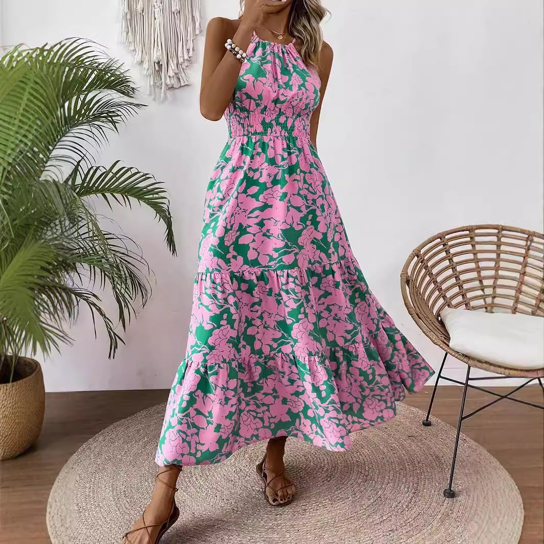 Elegant Sleeveless Strap Dress With Halter Neck In 4-Way Stretch Fabric, Perfect For Travel