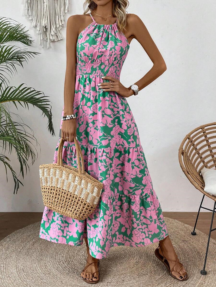 Elegant Sleeveless Strap Dress With Halter Neck In 4-Way Stretch Fabric, Perfect For Travel