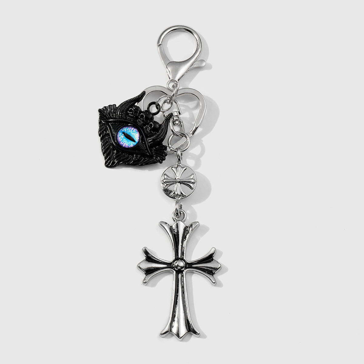 Devil's Eye Key Chain In Dyed Black Featuring Durable Alloy Material