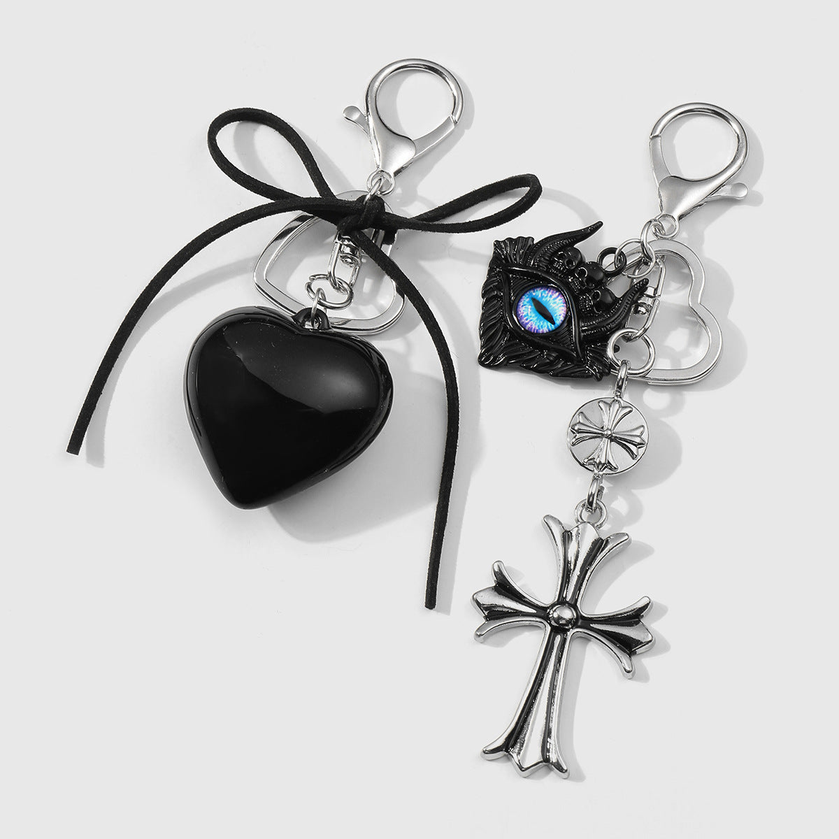 Devil's Eye Key Chain In Dyed Black Featuring Durable Alloy Material