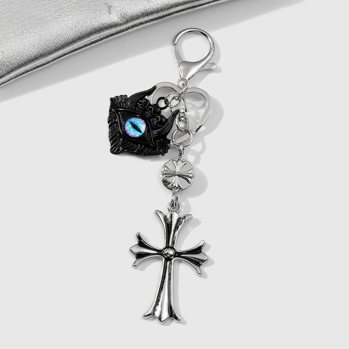Devil's Eye Key Chain In Dyed Black Featuring Durable Alloy Material