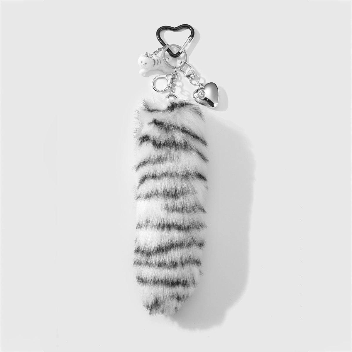 Black And White Plush Animal Key Chain Featuring Soft Material For Stylish Accessory