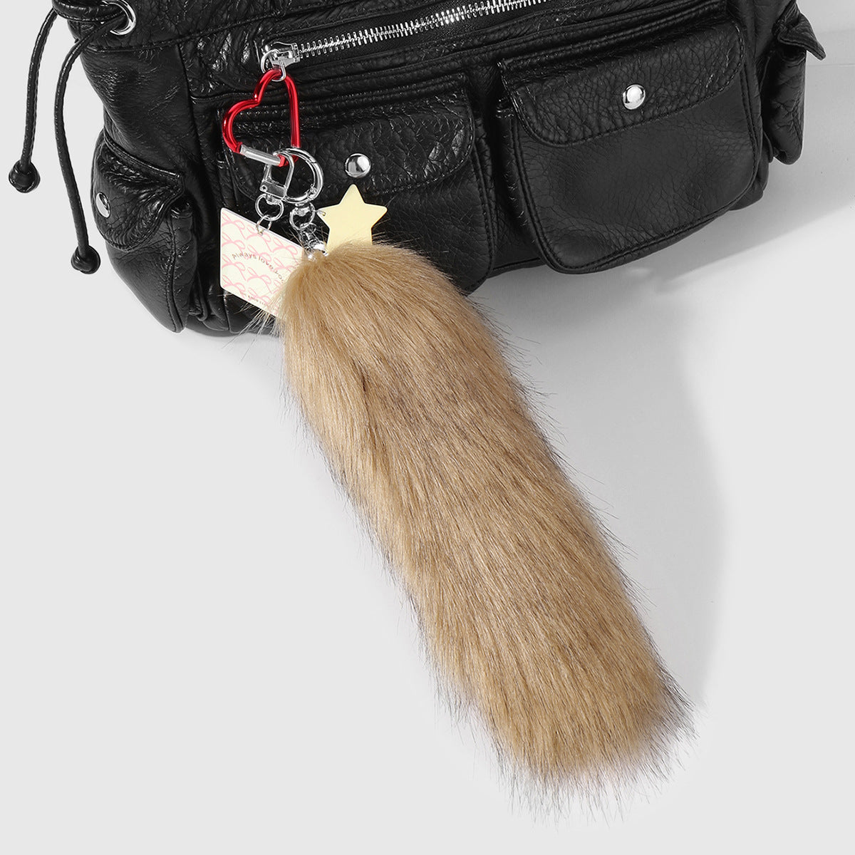 Black And White Plush Animal Key Chain Featuring Soft Material For Stylish Accessory
