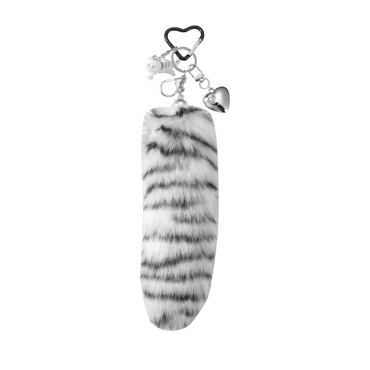 Black And White Plush Animal Key Chain Featuring Soft Material For Stylish Accessory