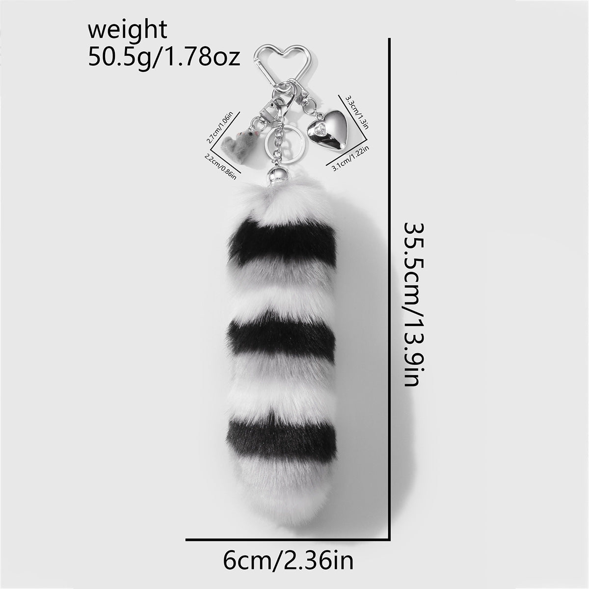 Black And White Plush Animal Key Chain Featuring Soft Material For Stylish Accessory