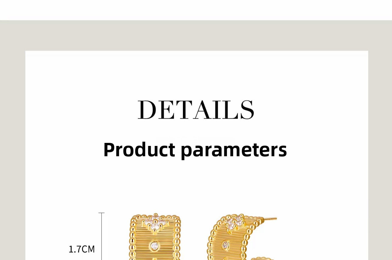 Lucky Heart Brushed Copper Alloy Stud Earrings With Zircon Inlay, Featuring 925 Sterling Silver Posts For Women