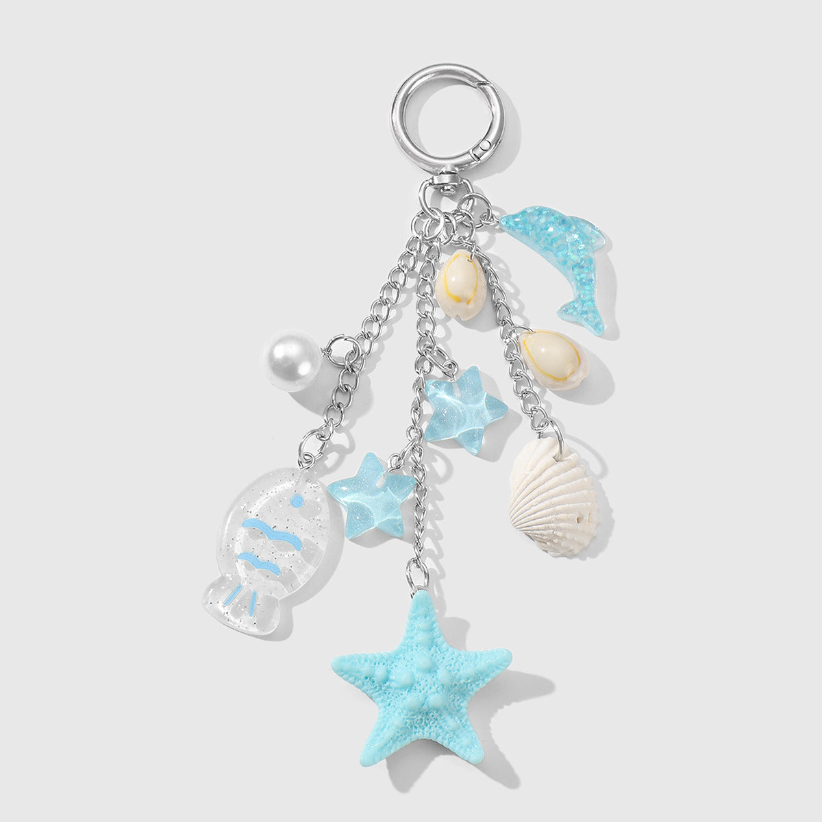 Blue Starfish Key Chain In Alloy With Resin Inlay