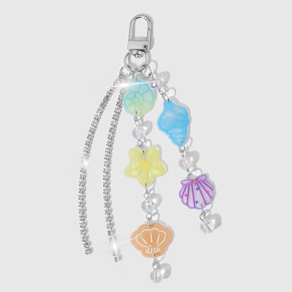 Blue Starfish Key Chain In Alloy With Resin Inlay