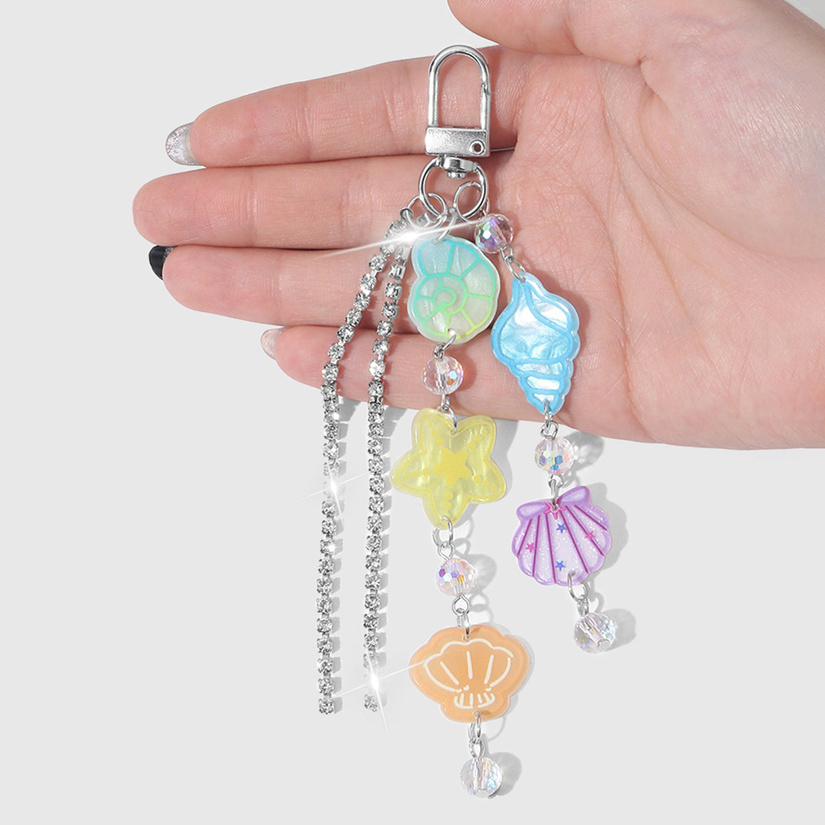 Blue Starfish Key Chain In Alloy With Resin Inlay
