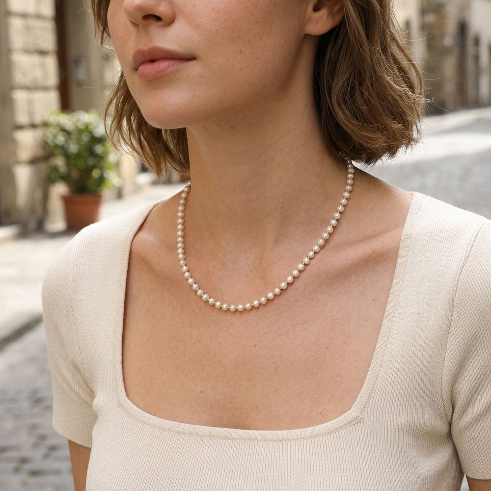Geometric Freshwater Pearl Necklace For Women With 18K Real Gold Plated 0.03µm Coating, Beading Craft, IG Style