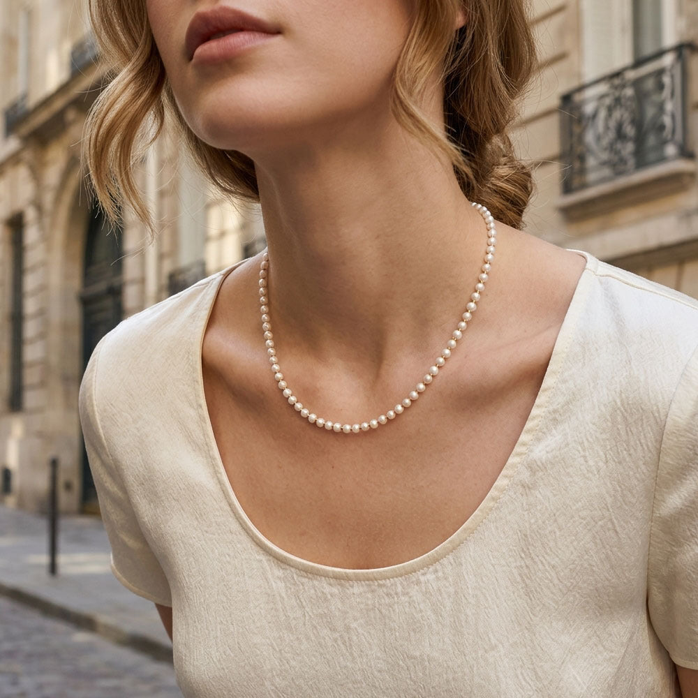 Geometric Freshwater Pearl Necklace For Women With 18K Real Gold Plated 0.03µm Coating, Beading Craft, IG Style