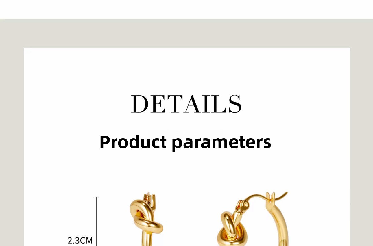 Knot Earrings For Women In Gold Featuring Waterproof Non Tarnish Titanium Steel With 304 Stainless Steel Ear Pins, 1 Pair
