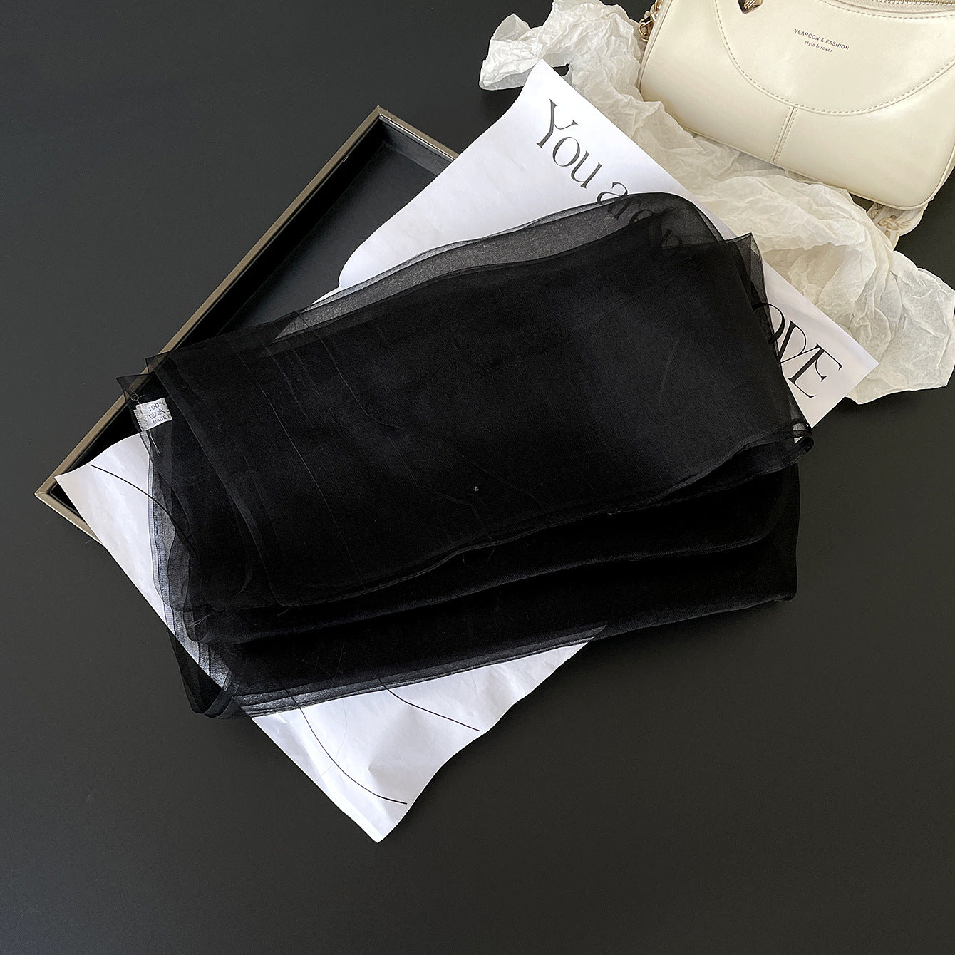 Elegant Solid Color  Silk Scarf For Women In White, Perfect For Spring Season