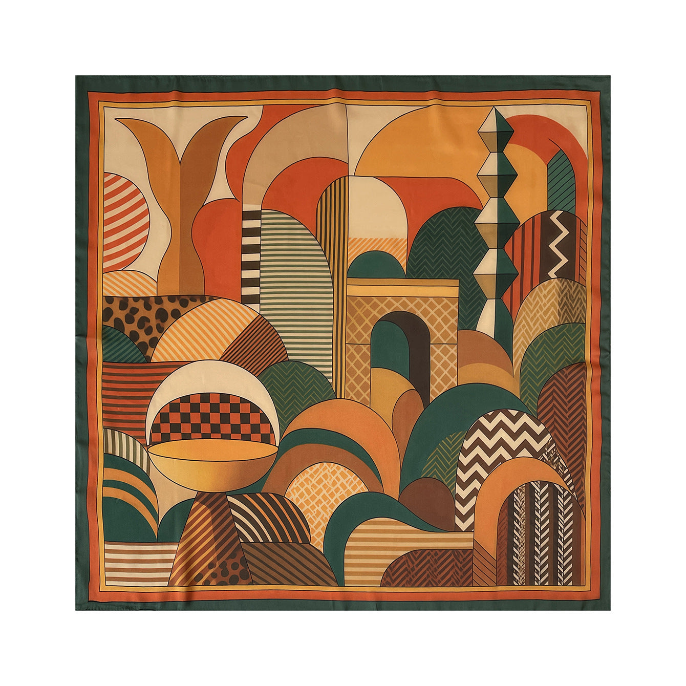 Geometric Silk Scarf For Commute In Blue, Made Of Polyester, Perfect For Spring Season