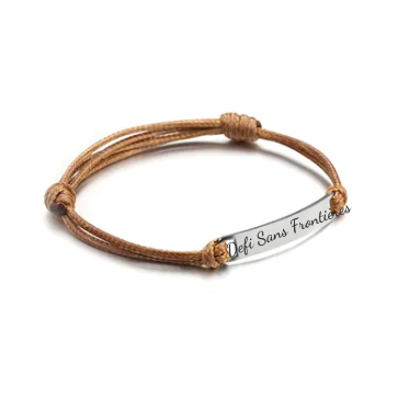 Vacation Simple Style Customization Laser Engraving Solid Color Wax Rope Titanium Steel String Bracelets Wholesale