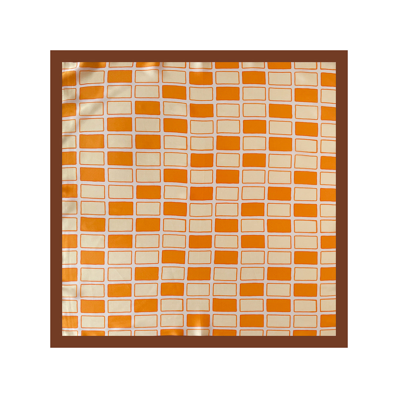 French Style Plaid Satin Silk Scarf For Women In Yellow, Perfect For Summer