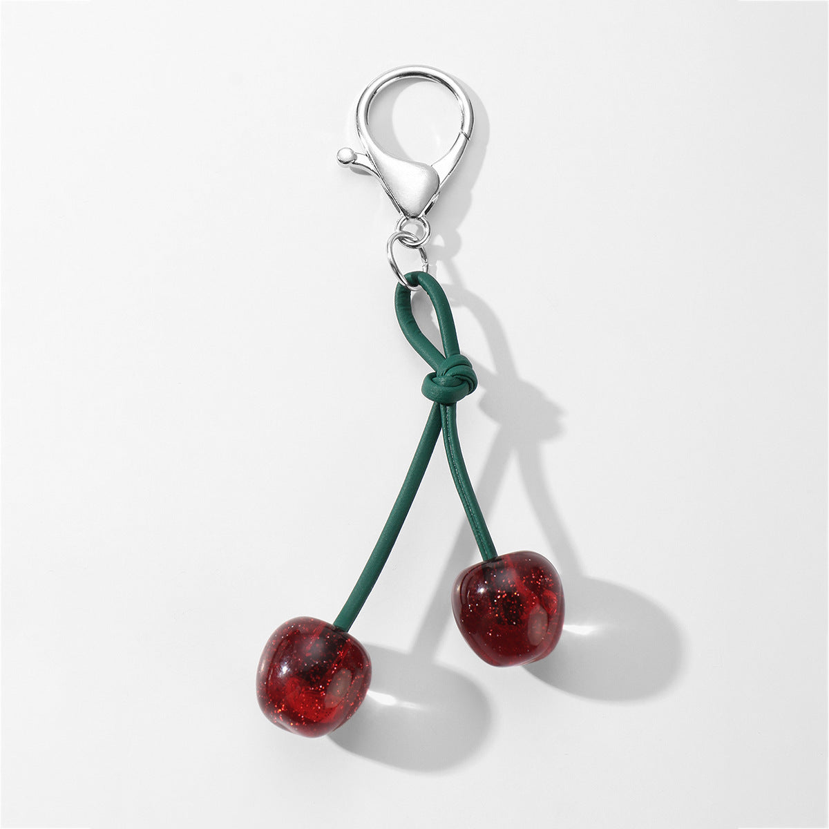 Green Cherry Key Chain Made Of Durable Alloy With Resin Inlay, Stylish And Unique Accessory