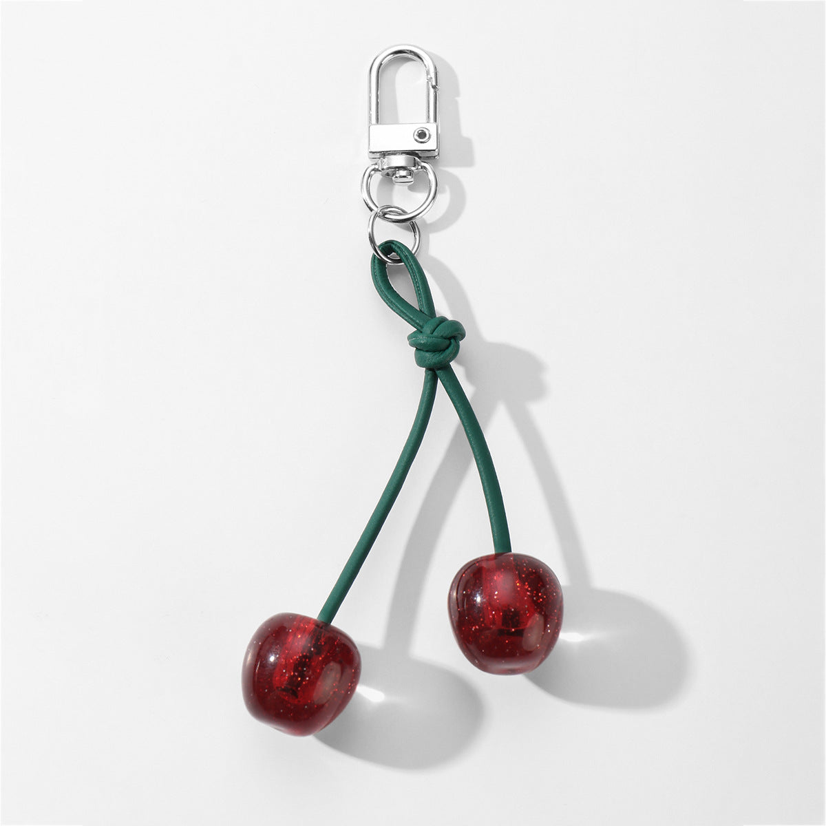 Green Cherry Key Chain Made Of Durable Alloy With Resin Inlay, Stylish And Unique Accessory