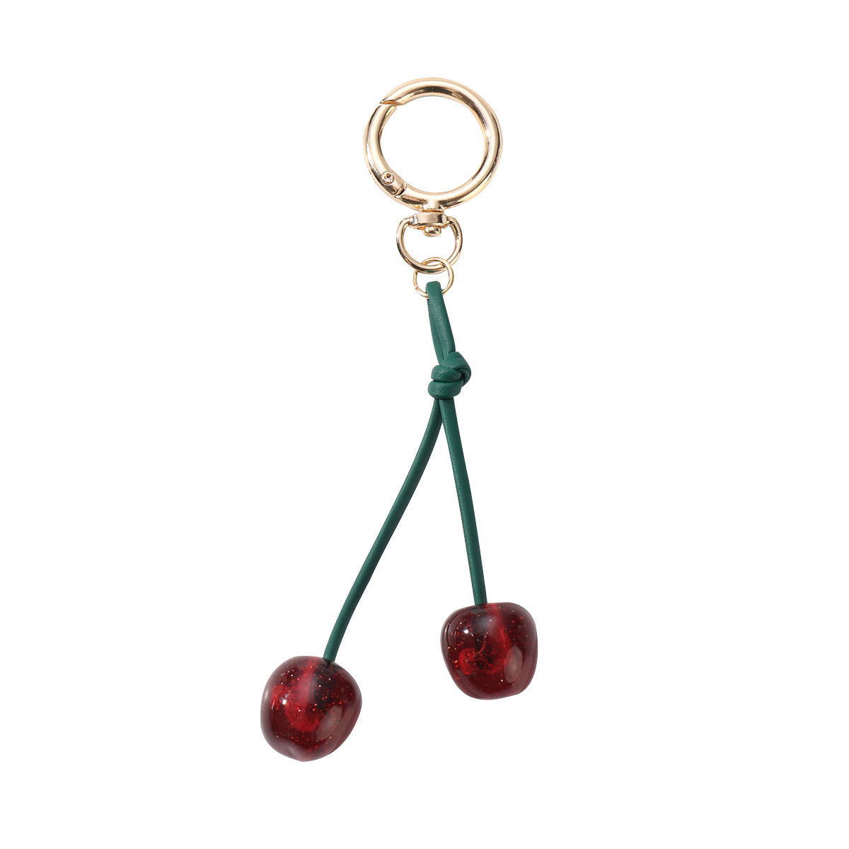 Green Cherry Key Chain Made Of Durable Alloy With Resin Inlay, Stylish And Unique Accessory
