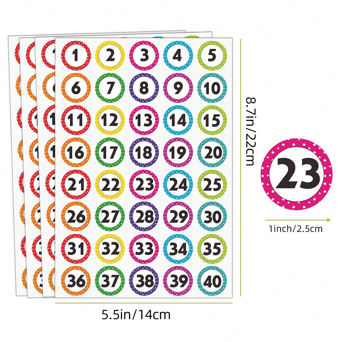 40pcs Number Copper Plate Stickers For School Use, Durable And Easy To Apply