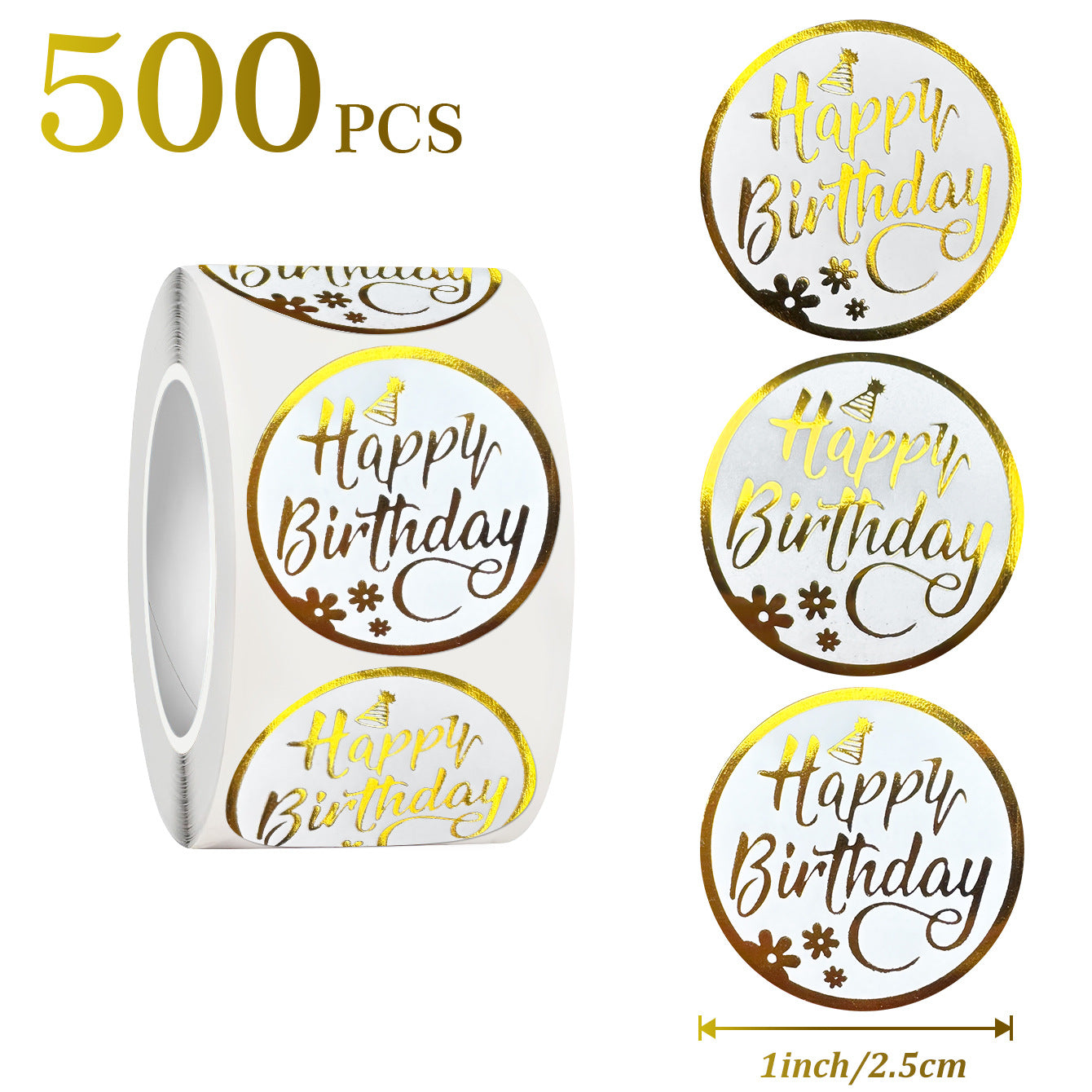 Birthday Slogan Stickers In 1 Roll Featuring Durable Copper Plate Material For Festive Birthday Celebrations