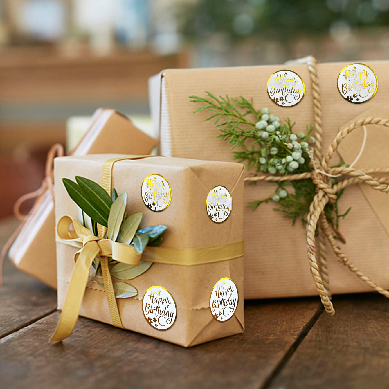 Birthday Slogan Stickers In 1 Roll Featuring Durable Copper Plate Material For Festive Birthday Celebrations