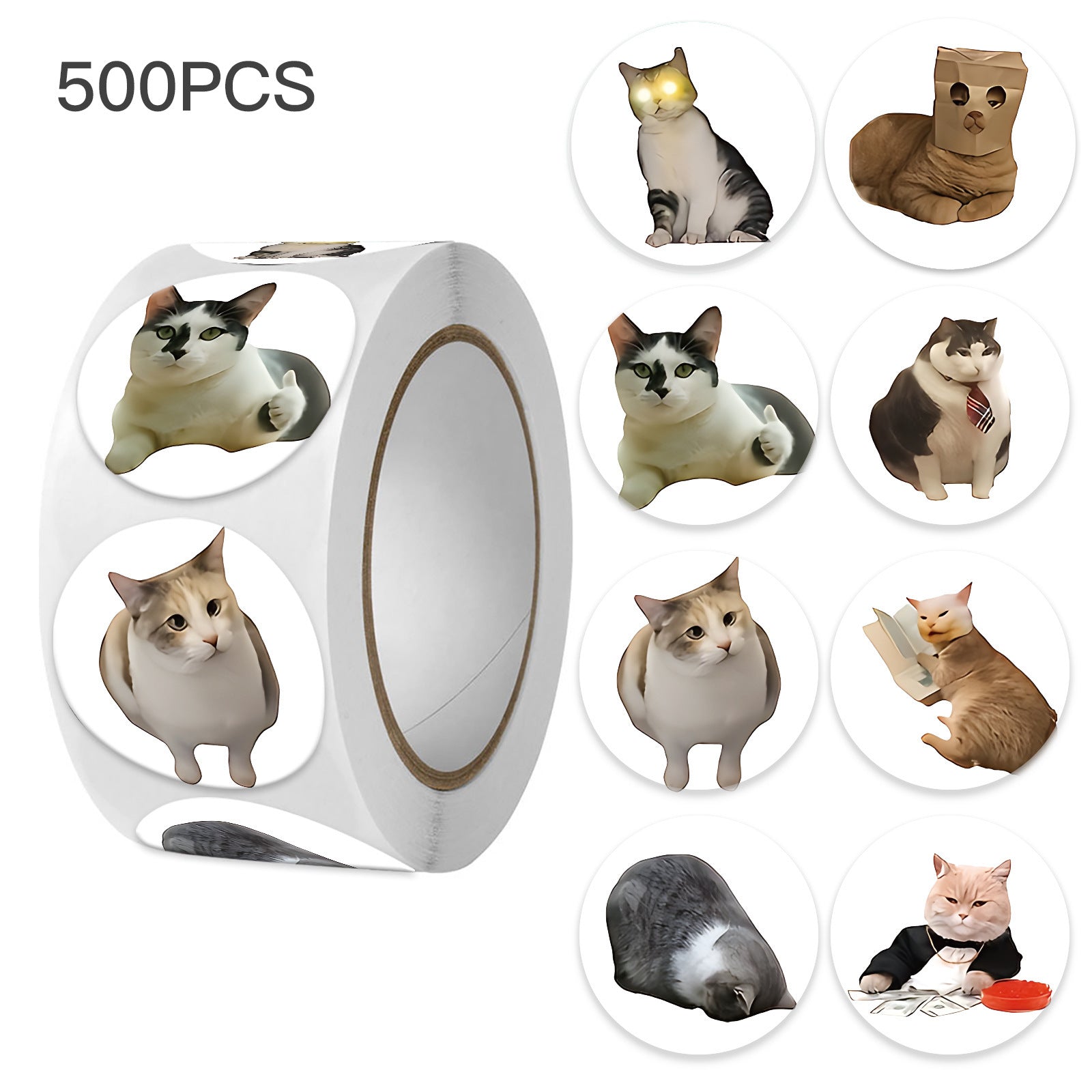 Cat Paper Stickers 1 Roll Creative Stationery For Decoration And Craft Projects
