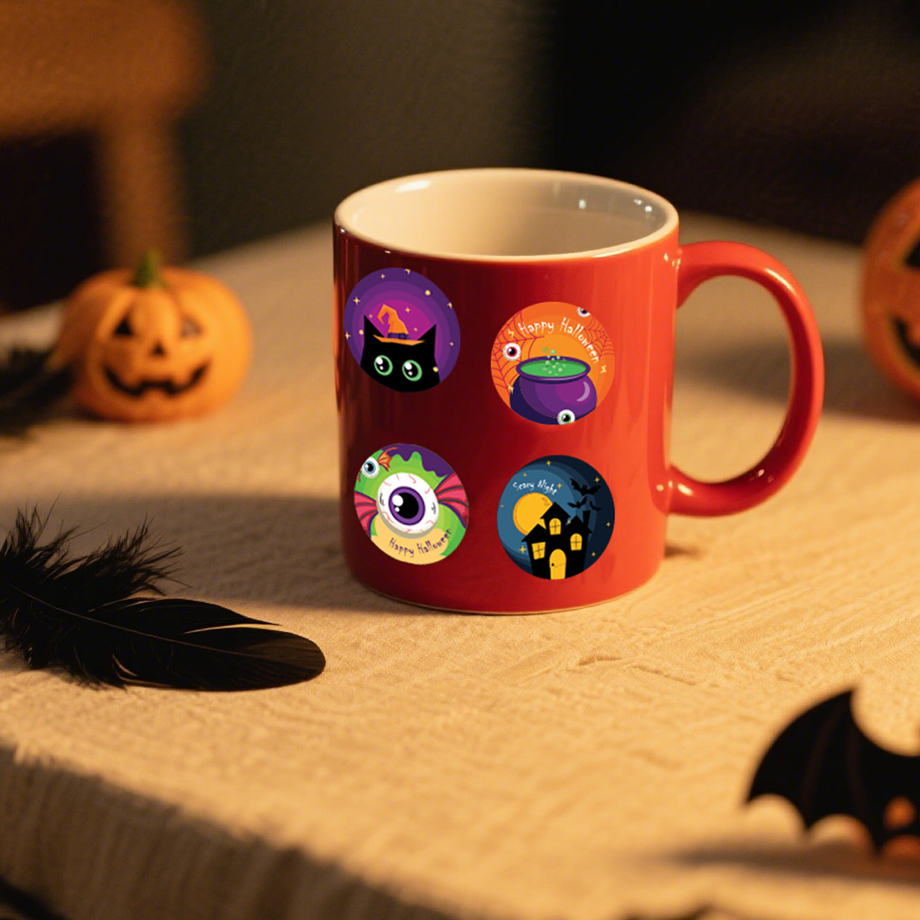 Halloween Pattern PVC Self-Adhesive Stickers For Festival Decoration